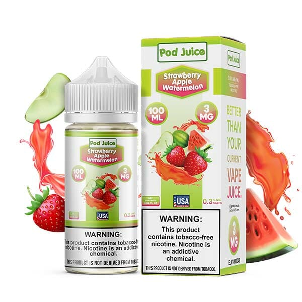 Pod Juice - Strawberry Apple Watermelon 100ml Visalia Vapes Pod Juice - Strawberry Apple Watermelon 100ml Visalia Vapes