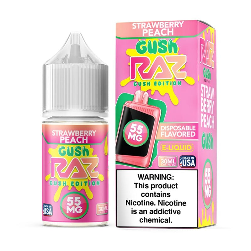Pod/Raz Nic Salt - Strawberry Peach Gush Visalia Vapes Pod/Raz Nic Salt - Strawberry Peach Gush Visalia Vapes